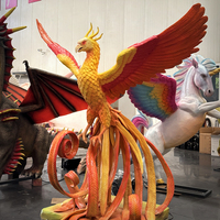 Modèle de dragon animatronique grandeur nature avec ailes mobiles réalistes et rugissement pour parc à thème, musée, exposition intérieure et extérieure