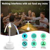 Ventilateur anti-mouches pliable pour tables avec lumière LED, répulsif anti-insectes sans produits chimiques, fonctionnant sur piles, idéal pour les dîners en plein air et les barbecues (stock USA)