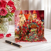 Tarjeta de Felicitación de Papel 3D Personalizada con Diseño de Arco de Rosas, Invitación de Cuento de Hadas, Tarjeta de Recuerdo para Bodas y Fiestas Navideñas