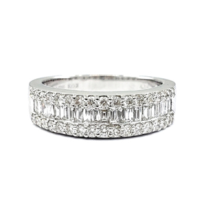 Prix usine directement vente Simple à la mode 14k or blanc massif 100% diamant naturel Baguette bagues de mariage pour les femmes - Product Image 1