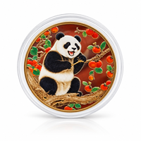 Pièce de monnaie commémorative Panda géant 2026 en métal plaqué argent couleur 3D avec boîtier de présentation en acrylique