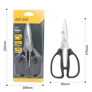 Deli DL2614 Tools Stainless Steel Power Scissors Office Home Multifunctional Paper Cutting Tailor Dismantling Express Scissors