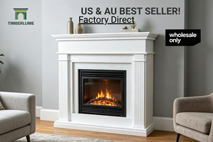Ensemble de cheminée autoportant moderne en MDF blanc, vente en gros | Manteau de cheminée sur mesure pour foyer électrique <span class=keywords><strong>ou</strong></span> à l'<span class=keywords><strong>ethanol</strong></span> - Product Image 3