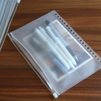 Feuille enveloppe en plastique transparente avec fermeture éclair, 2 pièces, A5 A6 A7, 6 trous, pochette en PVC ample