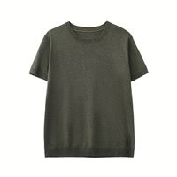 OEM/ODM T-shirt Homme Tricoté Solide de Haute Qualité à Double Ourlet Courbé, Manches Courtes Décontractées
