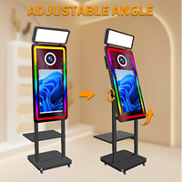 Miroir numérique pour selfie, cabine photo avec plateau d'impression, écran tactile de 21,5 pouces, machine photomaton miroir magique pour fête à thème ballons