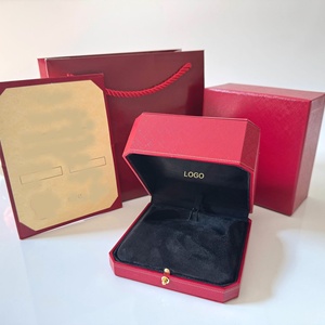 Boîte d'emballage de bijoux rectangulaire de haute qualité en édition or rouge - Product Image 4
