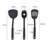 Ensemble de 6 Ustensiles de Cuisine en Plastique Durable, Comprenant Louche, Spatule, Écumoire, Cuillère à Fente, Cuillère Passoire et Spatule de Service