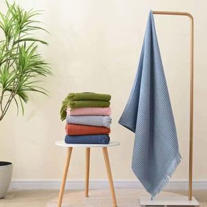 Toalla de Algodón de Lujo con Borlas y Logotipo Personalizado, Toalla de Baño Extra Grande de Alta Absorbencia, Manta Suave para Playa y Spa - Product Image 5
