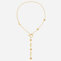 Collier tendance en acier inoxydable plaqué or avec pendentif en forme de lune et perle d'imitation, chaîne à maillons, cadeau idéal pour femme