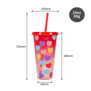 Vaso de Café Reutilizable Mágico de 5 Colores, Vaso de Plástico con Forma de Corazón, Regalo del Día de San Valentín para Mujer, Taza que Cambia de Color 2026 - Product Image 2