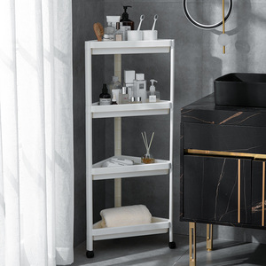 ชั้นวางแบบลากพื้นมีล้อรอบทิศทางสำหรับชั้นวางแบบแคบชั้นเก็บของพลาสติก - Product Image 1