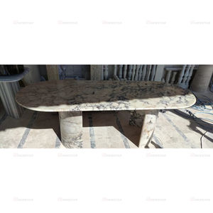 Juego de Comedor de Lujo Newstar, Muebles de Mármol Personalizados para Comedor, Mesa de Comedor Beige Calacatta Viola - Product Image 2
