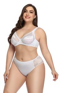Ensembles de soutien-gorge et de culottes ultra-minces et confortables 4XL grande taille Sous-vêtements sexy en dentelle pour femmes pour les grosses filles à usage quotidien - Product Image 3