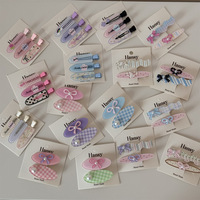 Set Jepit Rambut Gaya BELLEWORLD, Motif Kotak-kotak Lucu, Handmade, Pita Mutiara, Jepit Model Duckbill, Aksesoris Rambut Fashion untuk Anak Perempuan