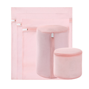 Bolsa de lavandería Yihang, rectangular, gris, rosa claro, duradera, antideformación, bolsa de almacenamiento de malla para el cuidado de la ropa, uso en el baño - Product Image 3