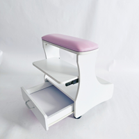 Chariot de pédicure à quatre roues avec repose-pieds et grand espace de rangement pour salon de beauté