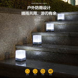 <b>Solar</b> Garden <b>Lights</b> Outdoor LED Waterproof <b>Solar</b> Powered Lawn <b>Light</b> For Patio Yard <b>Deck</b> Decoration Ice Brick Style - Product Image 3