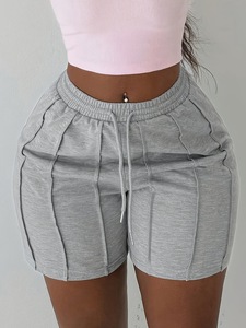 Shorts <span class=keywords><strong>de</strong></span> <span class=keywords><strong>sport</strong></span> vintage <span class=keywords><strong>en</strong></span> <span class=keywords><strong>coton</strong></span> surdimensionnés pour femmes, style streetwear, brodés sur mesure, avec cordon <span class=keywords><strong>de</strong></span> serrage à la taille, pour le cyclisme - Product Image 3