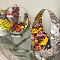 XINGPAI buffet équipement forme de lune martelé assiette de fruits fête maison assiette de fruits décoration assiette de fruits en acier inoxydable