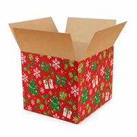 Boîte en carton ondulé rouge et verte personnalisée pour emballages cadeaux de Noël, pour la vente au détail et l'expédition en gros, pour les marques