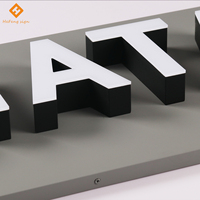 Logo mural 3D en lettres LED lumineuses sur le devant avec panneau arrière intégré gris, personnalisé en usine, pour enseigne de boutique de vêtements, enseigne de marque de magasin de vêtements