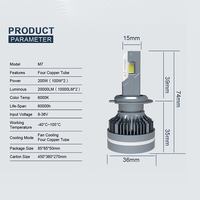 Ampoule de phare LED en cuivre 4 LED H7 H1 H11 9005 9006 9012 H4 110W 11000LM avec ventilateur de refroidissement pour voiture