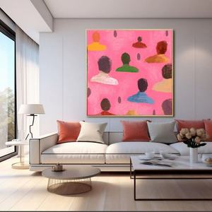Art mural 3D, grande peinture à l'huile abstraite rose peinte à la main, art mural moderne en acrylique sur toile pour la décoration moderne de la maison et de la galerie - Product Image 3