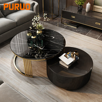 Ensemble de tables basses de luxe, style moderne, en bois, avec base en acier inoxydable doré éthiopien pour meubles de salon