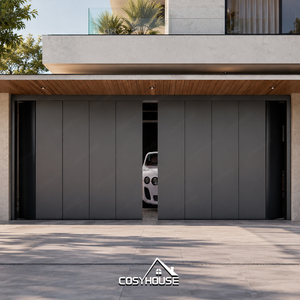 <span class=keywords><strong>Porte</strong></span> <span class=keywords><strong>de</strong></span> <span class=keywords><strong>garage</strong></span> inclinable en aluminium cannelé architectural avec finition imitation bois - Product Image 4