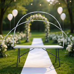 Arche de table festive ronde en fer réglable en hauteur (1,5-1,8 m) pour décorations de mariage et de fête - Product Image 2