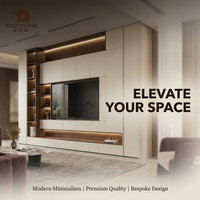 Mueble de TV de Pared con Almacenamiento Integrado, Mueble Flotante con Estantes Abiertos y Panel de Pared Acanalado