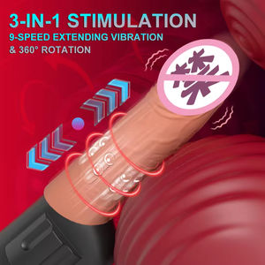 Female Sex Toy <b>Dildo</b> 9-Frequency Telescopic Bead + Vibration USB Magnetic Suction Charging Waterproof Eco-Friendly Masturbation - Product Image 5