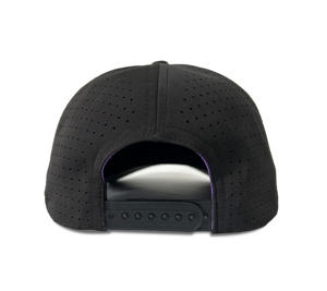 หมวก 6 แผงสีดำ ปี 2026 แบบมีโครงสร้าง แห้งเร็ว เจาะรูด้วยเลเซอร์  แผ่นยาง PVC ด้านหน้า สายรัดด้านข้าง คุณภาพสูง ราคา<span class=keywords><strong>ดี</strong></span> - Product Image 2