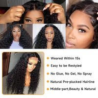 Offre Spéciale Remy péruvienne cheveux humains sans colle dentelle perruque porter et aller perruque crépus droite cheveux humains HD sans colle dentelle perruque