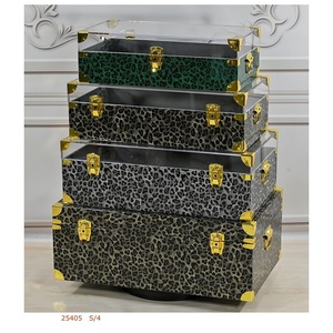 Boîtes de rangement en bois rectangulaires de conception européenne avec dessus/couvercle en acrylique transparent Organisateur de vêtements Bac de rangement élégant en bois - Product Image 3