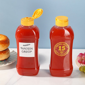 Vide 500ml Transparent <span class=keywords><strong>Miel</strong></span> <span class=keywords><strong>Pot</strong></span> Ketchup BBQ Sauce Bouteille En Plastique Squeeze Bouteille Avec Bouchon <span class=keywords><strong>De</strong></span> Valve En Silicone - Product Image 4
