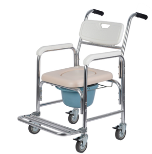 Wheeled toilet <b>chair</b> Disabled toilet <b>chair</b> Toilet stool Movable with pedals Pregnant women and the elderly Toilet <b>bath</b> <b>chair</b> - Product Image 1