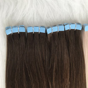 Vendita calda Mini nastro vero <span class=keywords><strong>capelli</strong></span> umani extension doppio disegnato vergine Remy piccolo nastro con diversi colori stile d'onda - Product Image 1