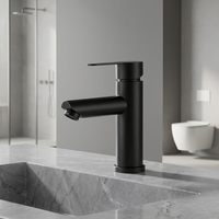 Robinet de lavabo de salle de bain contemporain à un seul trou, à poser sur le plan, avec poignée unique, en acier inoxydable noir et cartouche en céramique