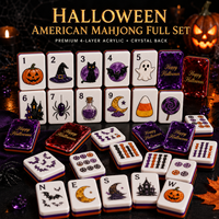 Ensemble de Mahjong Américain Pliable Portable de Luxe en Acrylique à 4 Couches pour Halloween, Personnalisable OEM ODM, Jeu de Divertissement