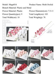 Nine Heads <strong>Film</strong> Moth Orchid Artificial Flowers for Wedding Floral Arrangement Home Hotel Festival Photography Decoration - Product Image 6