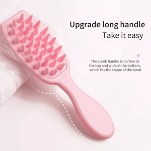 Peigne à shampooing ionique pour femmes avec manche long, dents en silicone souples, nettoyage du <span class=keywords><strong>cuir</strong></span> <span class=keywords><strong>chevelu</strong></span>, brosse de massage pour cheveux, style salon - Product Image 5