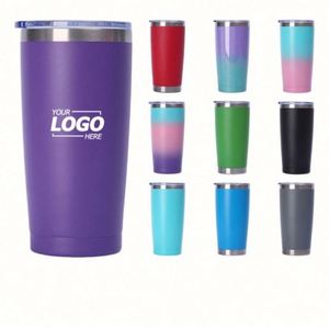 Gobelet isotherme en acier inoxydable de 20 oz - Tasse de voiture à double paroi isolée pour boissons chaudes et froides - Option de logo personnalisé - Product Image 1