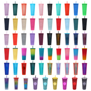 2026 Luxury Eco-Friendly Plastic Tumbler for Wholesale Custom Logo <b>Double</b> <b>Wall</b> for Cup Rainbow Coffee Mug Matte Party - Product Image 5