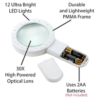 Loupe portative 30x avec 12 lumières LED, loupe à double lentille éclairée pour bijoux, idéale pour la lecture des seniors et la réparation de montres