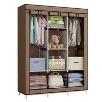 Armoire pliante moderne et élégante en tissu avec tubes métalliques, pour la maison, la chambre, la salle de sport, l'hôtel, l'école, rangement de vêtements robuste