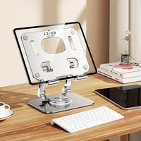 Nouveau support de téléphone de bureau en métal pliable et réglable avec base pivotante à 360° en aluminium pour tablette et téléphone portable