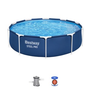 <span class=keywords><strong>Piscine</strong></span> familiale hors sol <span class=keywords><strong>ronde</strong></span> en acier et PVC certifiée CE 56677, 3,05 m x 76 cm, écologique - Product Image 1