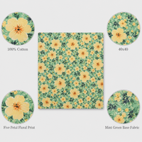 Tissu Popeline 100% Coton Léger Respirant Résistant aux Produits Chimiques 40x40 Motif Floral à Cinq Pétales pour Chemises et Robes Textiles d'Intérieur et d'Extérieur
